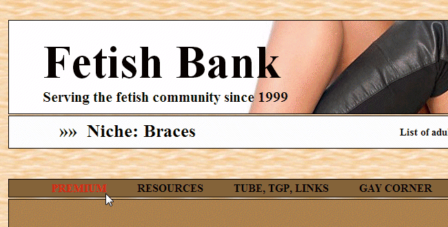 Subcategory Menu of Fetish Bank